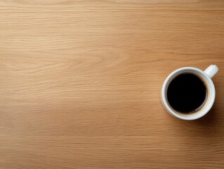 Obraz premium A smooth wooden surface features a coffee cup placed on the side