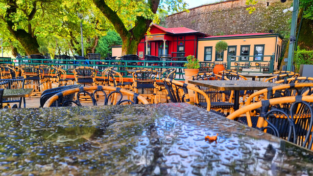 ioannina lake after rain in autumn greece