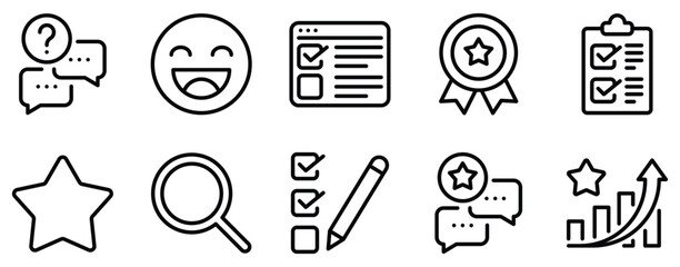 Survey Icon Set Analytical Line Style Collection for Data Collection and Feedback