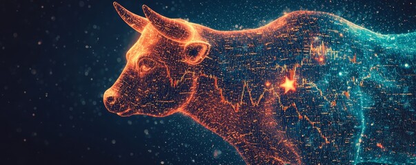 Bull Constellation in Stock Market Galaxy - Cosmic Stairway to Optimistic Outlook.