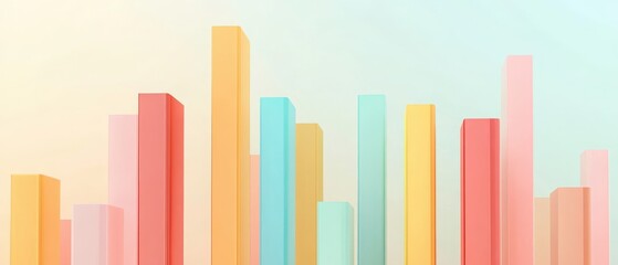 Fototapeta premium Background featuring upward-moving bars in soft colors, symbolizing growth in a professional financial setting.