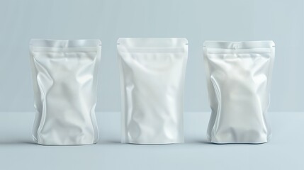 Sleek White Glossy Zip Lock Plastic Bag Mockup Set for Product Packaging, Custom Branding, and High-Quality Design Presentation in Minimalist and Professional Style