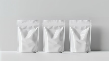 Minimalist White Snack Packaging Mockup on Clean White Background for Custom Branding, Product Design, and Professional Presentation of Food and Snack Packaging
