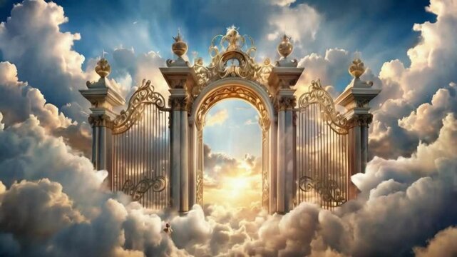 golden heaven gate in the sky