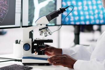 Research Lab Scientist Using Computer
