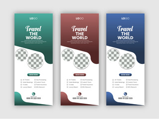 Modern Travel Roll-Up Banner Design, Vector Graphic Design, Pull-Up Banner Design For Travel Agency