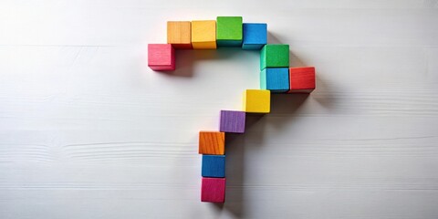 Obraz premium Colorful wooden blocks arranged in the shape of a question mark