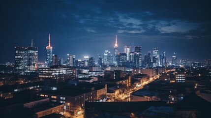 Fototapeta premium Stunning nighttime cityscape of warsaw, poland s vibrant capital with illuminated skyline