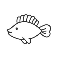 Obraz premium Fish line icon for web design, logo, app. Outline seafood sign. Grocery shopping product, aquarium fish decoration, religious symbol of Christ, restaurant business design element. Isolated vector