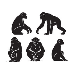 Stylish chimpanzee silhouette for innovative design uses - Chimpanzee black vector
