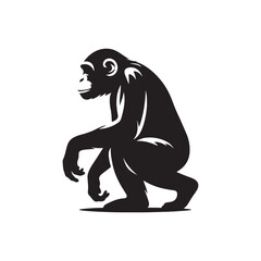 Elegant chimpanzee silhouette for modern creative designs - Chimpanzee black vector
