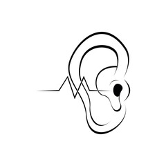Vector icon of ear, frequency for treatment template