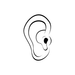 Ear vector icon, 
black color for medicine template