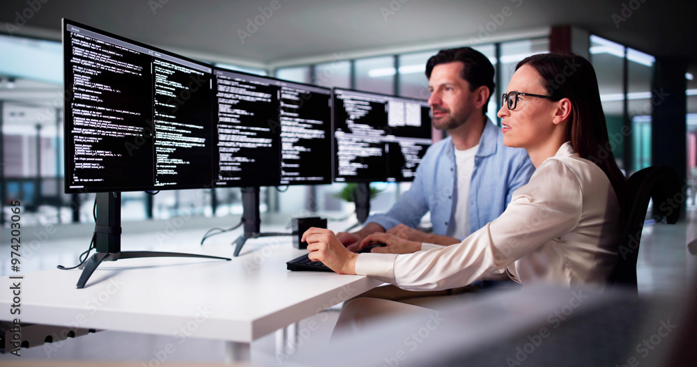Poster Web Developer Coding On Computer