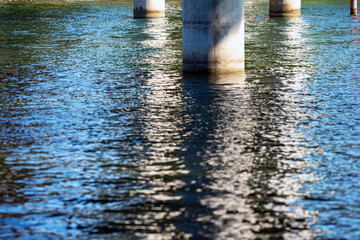 poles and reflection in water, nacka,sverige,sweden,mats,stockholm,summer