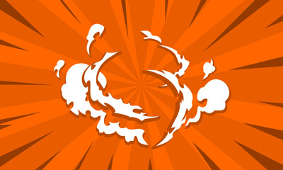 Comic book style landing smoke effect background. Comic illustration