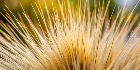 Obraz premium Delicate beige porcupine grass blades dance in gentle curls, their feathery texture soft to the touch, while a