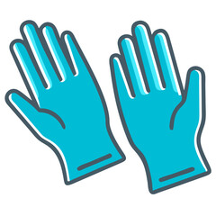 Medical Gloves Icon, Blue Vector for Safety and Hygiene
