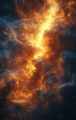 Obraz premium Cosmic Firestorm: A Fiery Nebula in the Vastness of Space