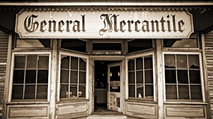 Obraz premium Vintage General Mercantile Storefront With Sepia Tones