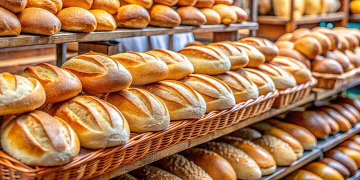 Traditional Mexican bakery with freshly baked bolillos on display, ready for sale