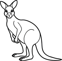Coloring Book for Kids Kangaroo with Joey in Pouch
