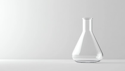 Empty Glass Erlenmeyer Flask on a White Surface