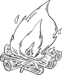 sketch campfire hiking