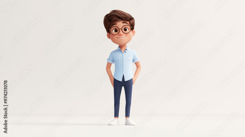 Canvas Prints cartoon boy in glasses.