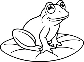 Kids Coloring Book Frog Sitting On a Leaf
