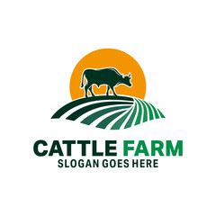 cow farm logo vector template