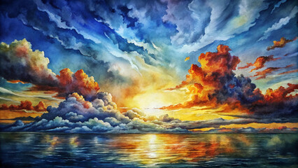 Naklejka premium Magical colorful clouds at sunset with a captivating atmosphere