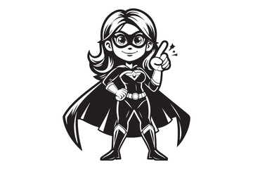 Silhouette of Female Superhero in Black Vector Design