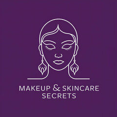 Makeup and Skincare Secrets logo on purple background, woman face