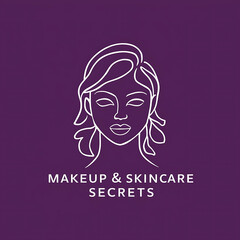 Makeup and Skincare Secrets logo on purple background, woman face