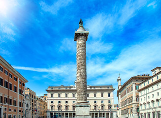Column of Marcus Aurelius in Rome, Italy