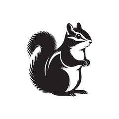 Obraz premium Minimalistic chipmunk silhouette for innovative digital designs - Chipmunk illustration - minimallest chipmunk vector 