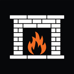 Vector Illustration of Cozy Fireplace with Bright Flames