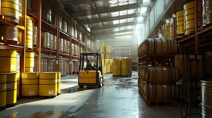 Forklift In Industrial Warehouse