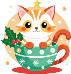christmas clipart  with cute baby  cat