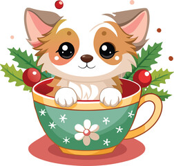 christmas clipart  with cute baby  puppy 