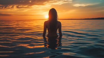 Fototapeta premium Silhouette of a Woman in the Sunset