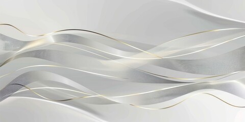 Elegant silver and gold wavy lines on a white background. Luxurious abstract design for print and web.