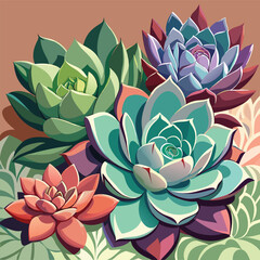 pattern with flowers succulents