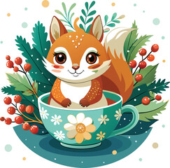 christmas clipart  with squirrel