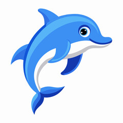 blue happy dolphin graphic vector