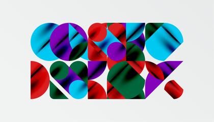 Color beautiful circles, semi circles, squares and round triangles. Geometric mosaic style pattern abstract background for wallpaper, banner, backdrop, card, book Illustration, landing page