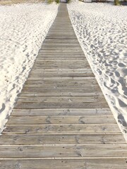 wooden path on the beach