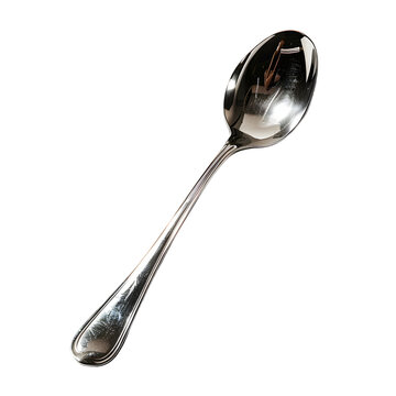 A shiny silver spoon isolated on a black background.