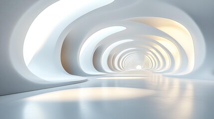 Fototapeta premium Futuristic White Tunnel with Organic Design Generative AI